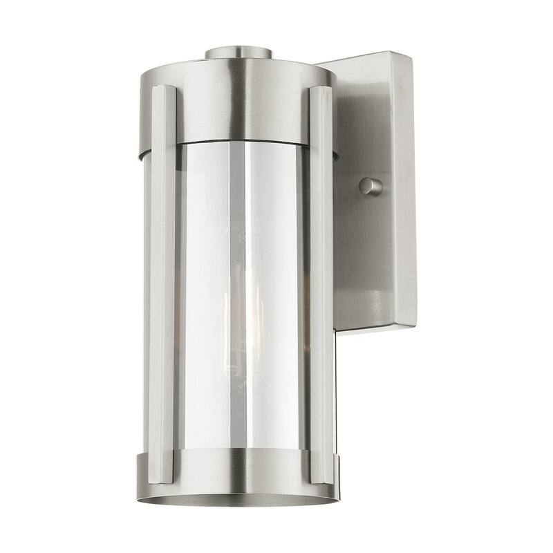 Livex Lighting 1 Light Brushed Nickel Outdoor Wall Lantern, 22380-91 - 5.25" W x 10.25" H x 6" Ext.