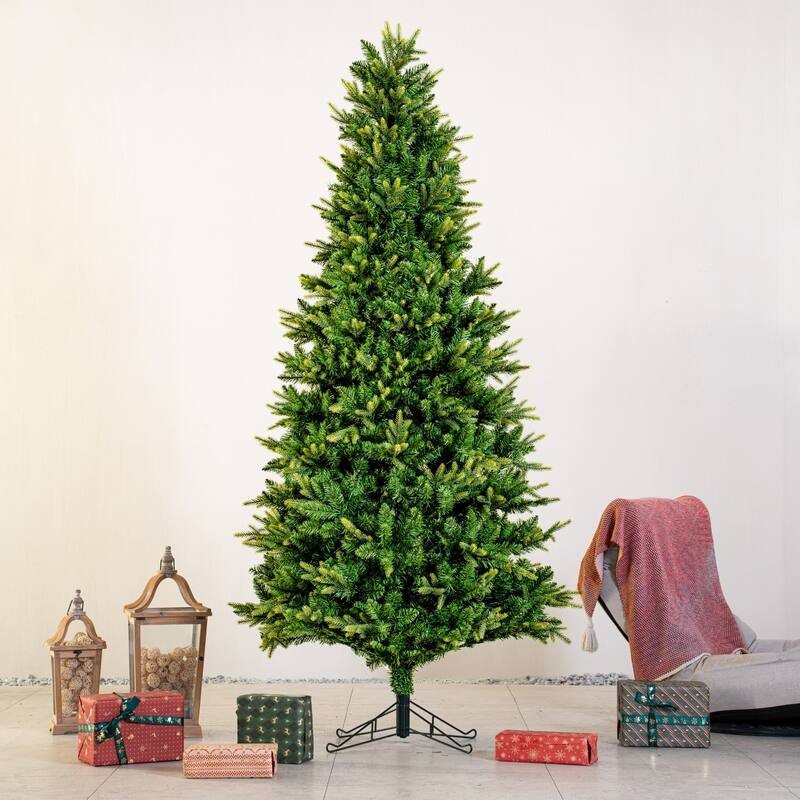 6.5/7.5/8.5FT Slim Green Artificial Christmas Tree with Metal Stand