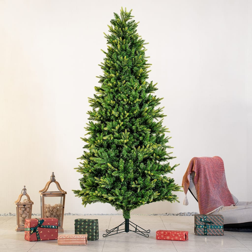 6.5/7.5/8.5FT Slim Green Artificial Christmas Tree with Metal Stand