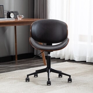 Adjustable Office Chair Combination PU Leather Upholstery and Wood