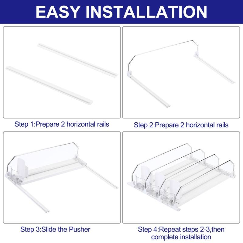 6pcs Self-Pushing Soda Can Dispenser Drink Organizer for Fridge Pantry, White
