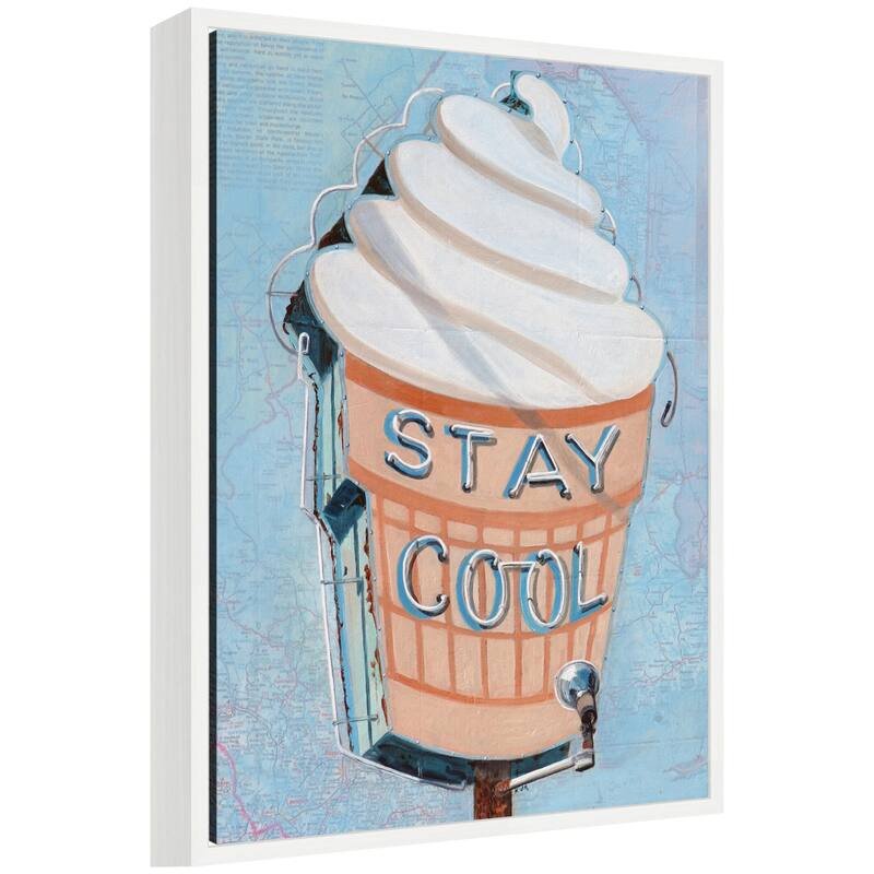 Kate and Laurel Stay Cool by Krista V. Allenstein Framed Canvas Wall Art Print - 18 x 24