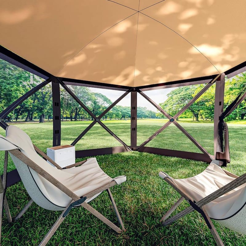 Outdoor 12'x12' Portable Hexagon Pop-Up Gazebo, Instant Outdoor Canopy Tent - 12X12 Ft