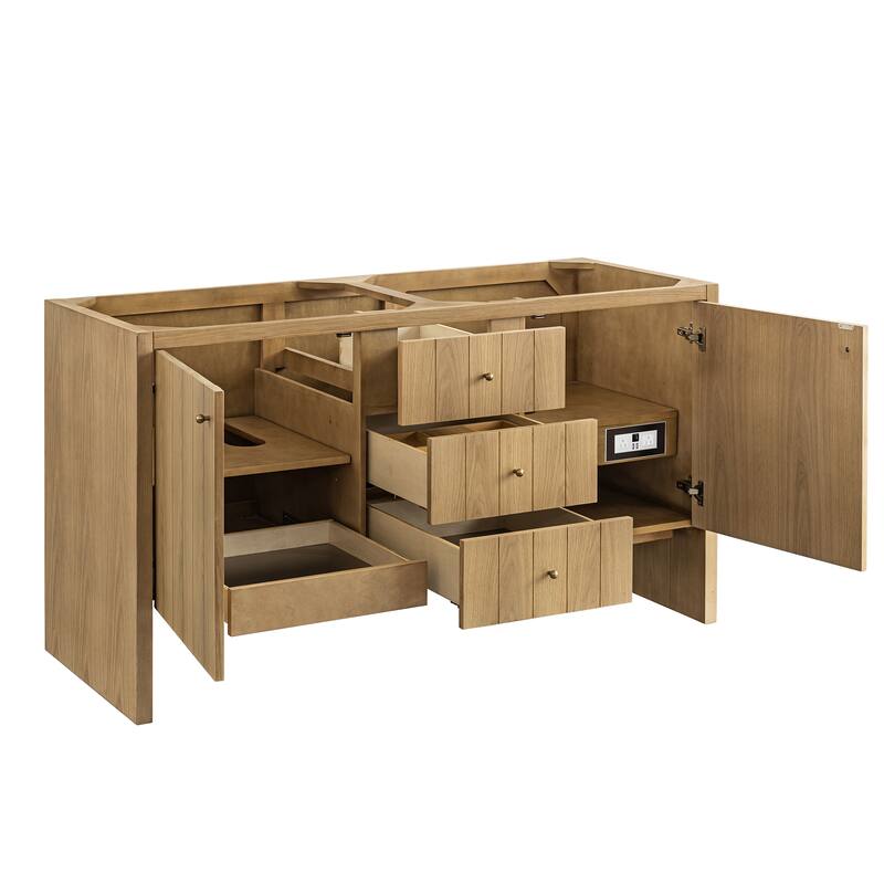 James Martin Vanities Hudson 60" Double Vanity, Light Natural Oak