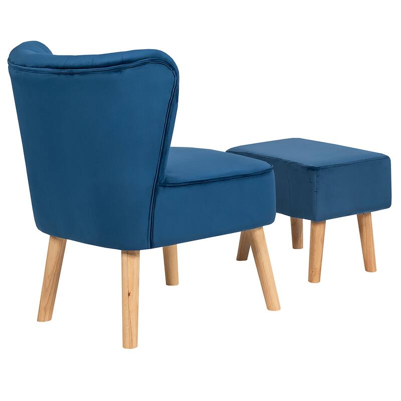 Costway Leisure Chair and Ottoman Thick Padded Velvet Tufted Sofa Set