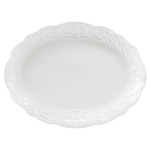 Gibson Home Bountiful 18.75 Inch Oval Durastone Embossed Platter in