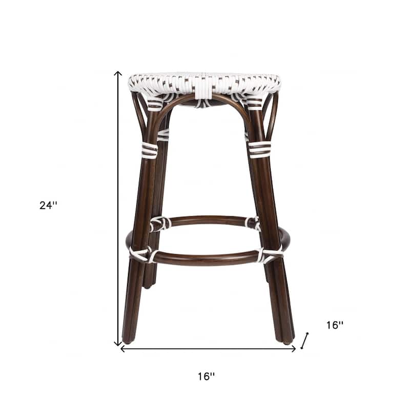 Rattan Backless Counter Height Bar Stool with Footrest, Water-Resistant