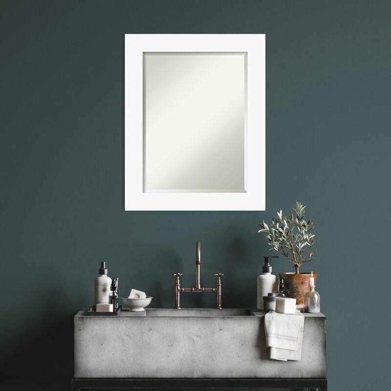 Basic Beveled Wood Framed Bathroom Vanity Wall Mirror
