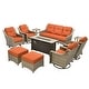 preview thumbnail 72 of 71, OVIOS 10-piece Patio Wicker Swivel Rocking Chair Set With Fire Pit