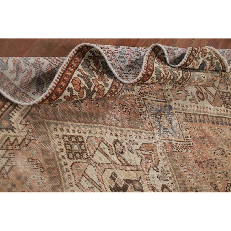 Distressed Bakhtiari Vintage Persian Area Rug Handmade Wool Carpet - 5'1" x 10'1"
