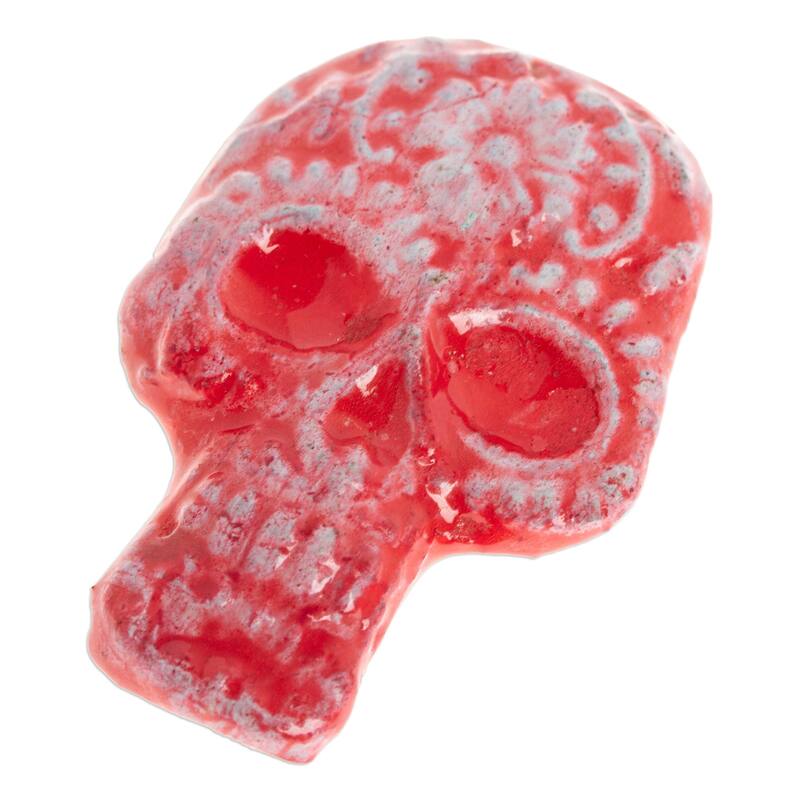 Novica Handmade Bright Skull Ceramic Magnet