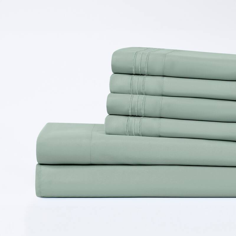 Modern Threads 6-Piece Bed Sheet Set - Ultra Soft Brushed Microfiber, Deep Pocket, Cool & Breathable, Fits 21" Mattress