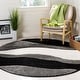 preview thumbnail 1 of 25, SAFAVIEH Florida Shag Cirilla Abstract Wave 1.2-inch Thick Rug 4' Round - Grey/Black - Round