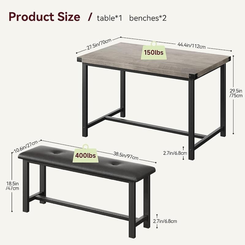 3 Piece Dining Kitchen Table and Benches for 4 On Sale Bed Bath