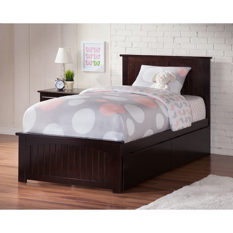 Platform Bed with Drawers - Grey French Flair Bed Frame & Footboard - Modern Bedroom Furniture