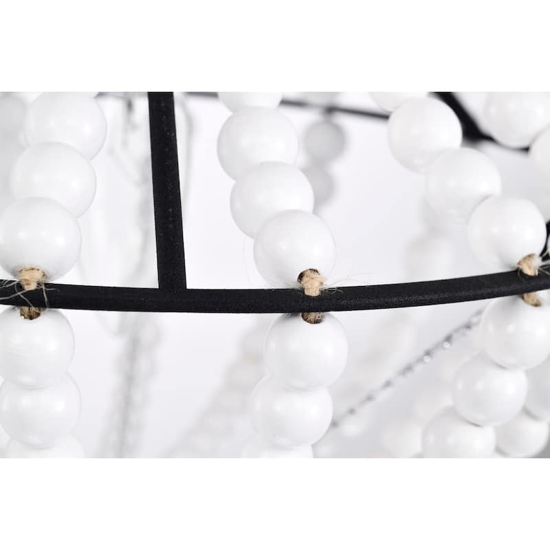 Rosa 11 Inch White Beads Bohemian Pendant Chandelier