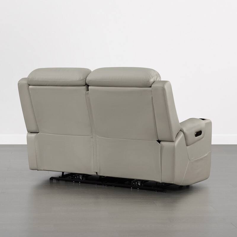 Spruce & Spring Genuine Leather Power Reclining Sofa with Wireless Charging