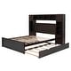 preview thumbnail 58 of 92, Platform Bed with All-in-One Cabinet & Sockets, Wooden Slats Support Bed Frame with 2 Drawers & Trundle-No Box Spring Required