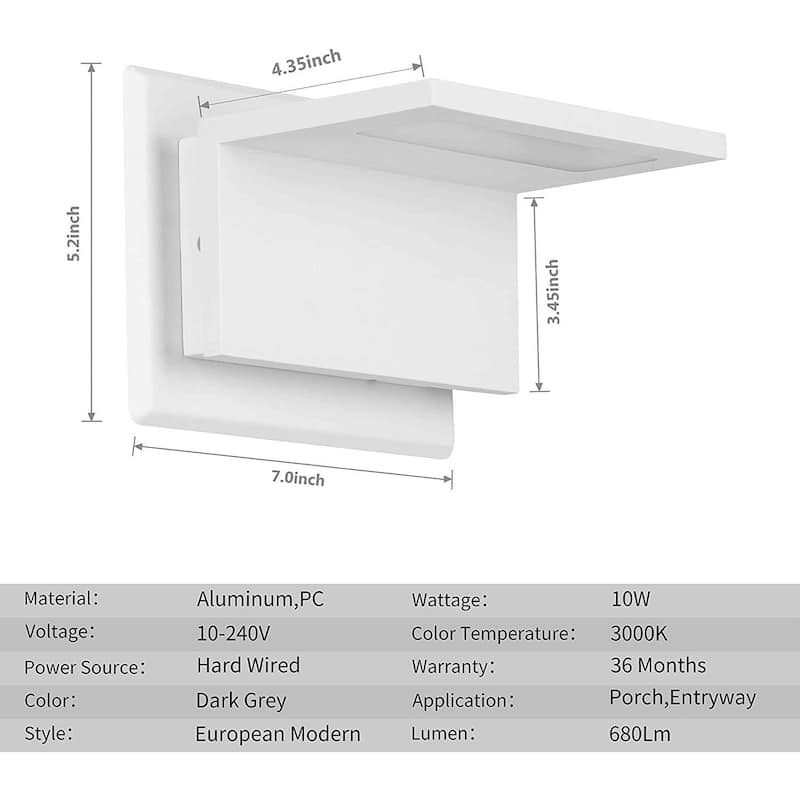 Wall Light Outdoor LED Wall Mount Lamp Modern Wall Mount Sconce Lantern Fixture for Porch Front Door