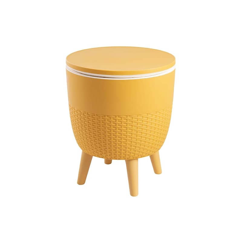 Lagoon Cancun Resin All Weather 2-In-1 Side Table and Cooler - Yellow