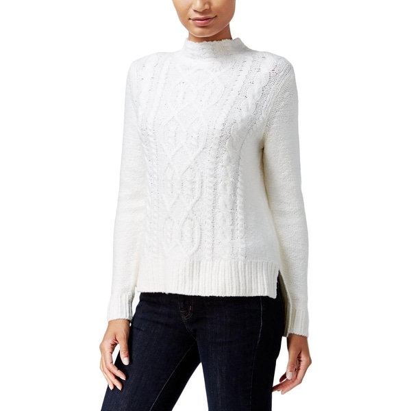 Shop Kensie Womens Mock Turtleneck Sweater Cable Knit Ribbed Shop Kensie Womens Mock Turtleneck Sweater Cable Knit Ribbed