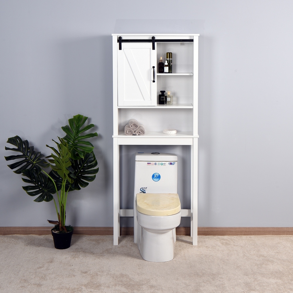 Werseon 2 Tier Bathroom Organizer over the Toilet Storage Shelf Metal White  