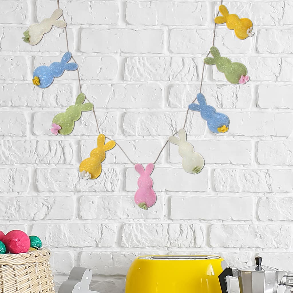 Glitter Felt Bunny Silo Easter Garland 5' - 1.5