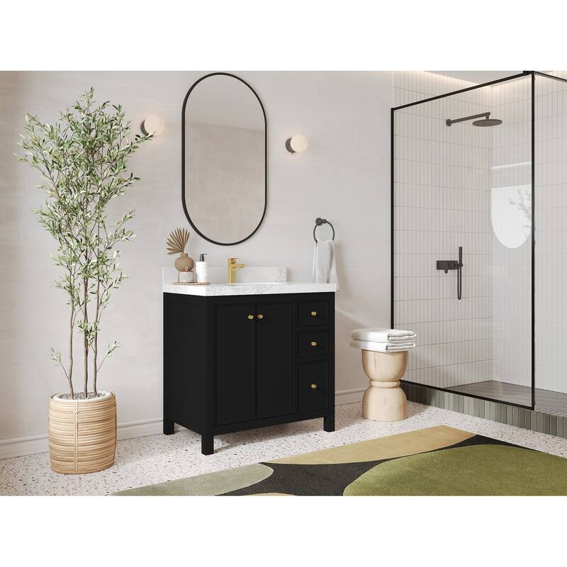 Willow Collections 36 in. W x 22 in. D Chicago Center Sink Left Bathroom Vanity with Countertop