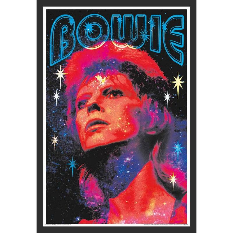 David Bowie Glitter Non Flock Blacklight Framed Poster - 24 x 36 Inch
