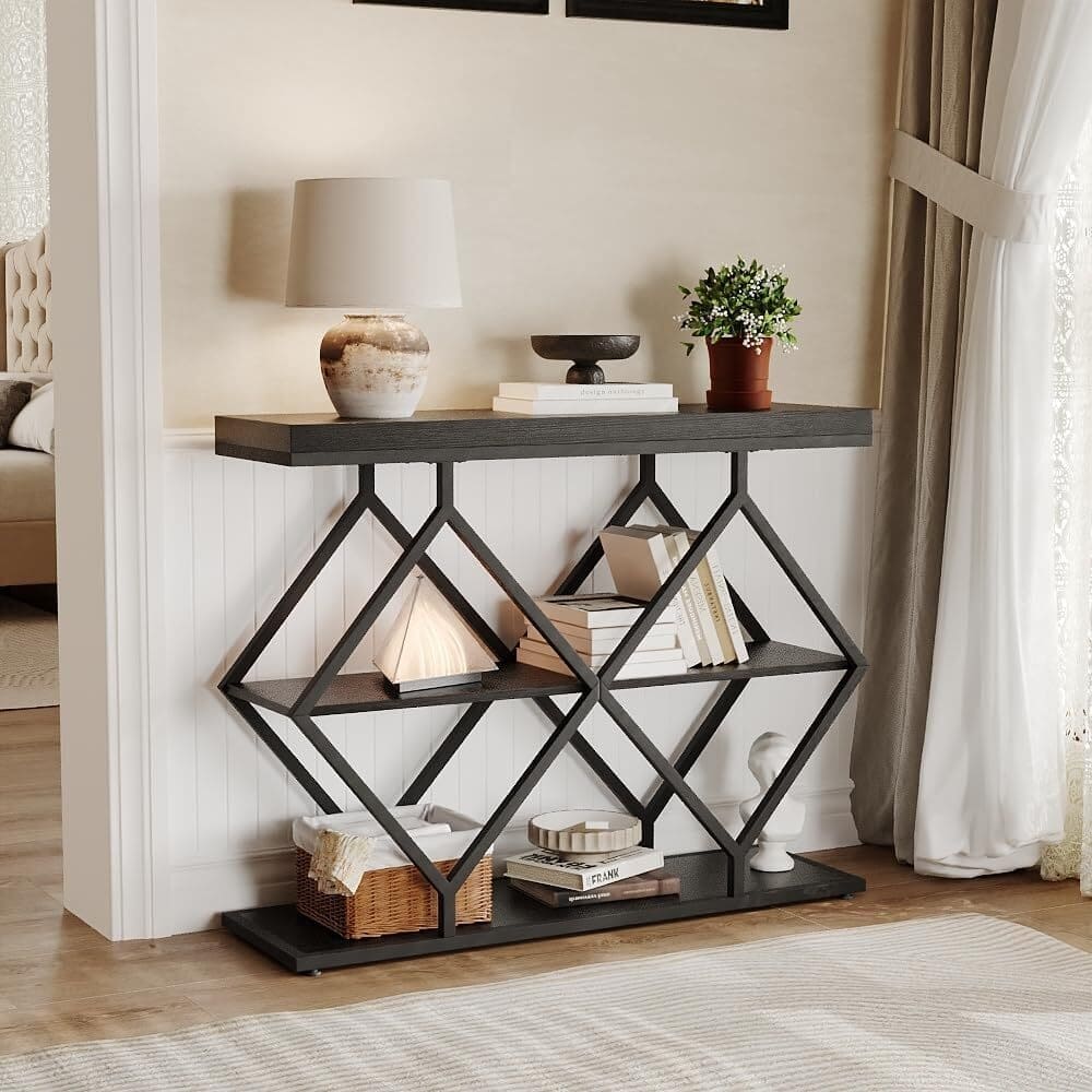 3-Tier Console Table, Entryway Table with Storage Shelf