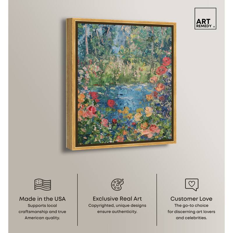 Art Remedy Serene Escape Framed Impressionism 1 Piece Canvas Wall Art /Monet And Van Gogh Inspired Art