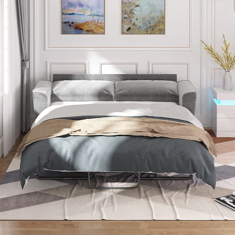 Mixoy Modern Pull Out Sofa Bed,Velvet Sleeper Loveseat Couch Bed