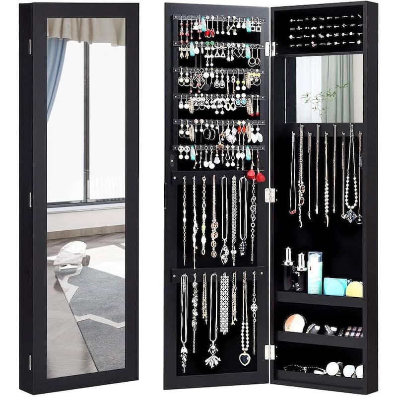 2-in-1 Wall or Door Mounted Jewelry Organizer Full Length Mirror - 3.5"D x 12.5"W x 43.5"H