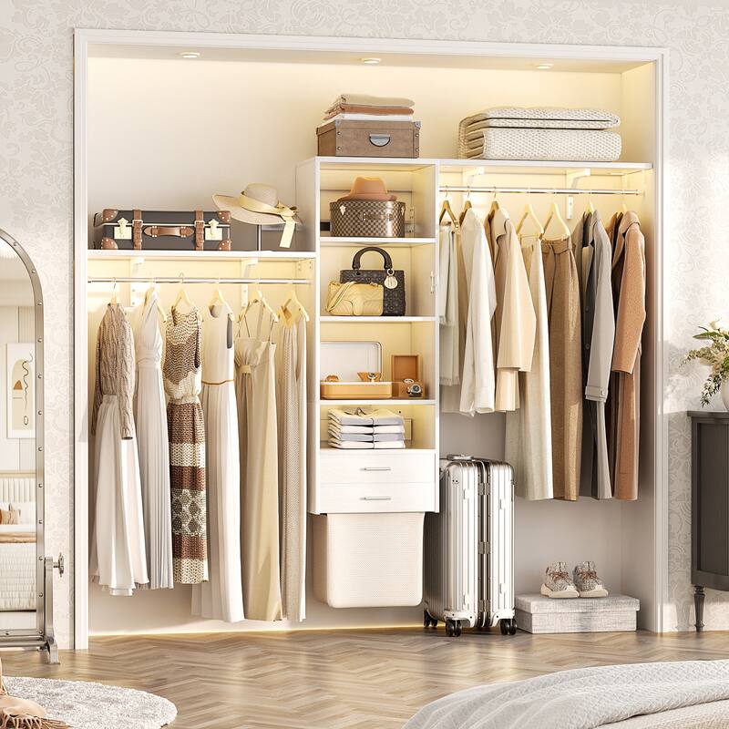 Over Washer and Dryer Storage Shelf for Laundry Room, 8FT Wall-Mounted Closet Organizer System - White