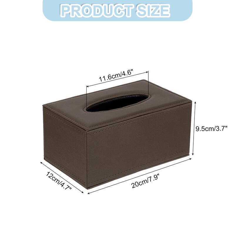 Tissue Box Cover with Magnetic Bottom, 1 Pcs - Brown - 20 x 12 x 9.5cm/7.9 x 4.7 x 3.7