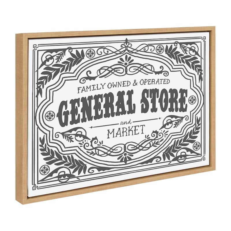 Kate and Laurel Sylvie General Store Family BW Framed Canvas by Border Bloom - 18x24 - Natural