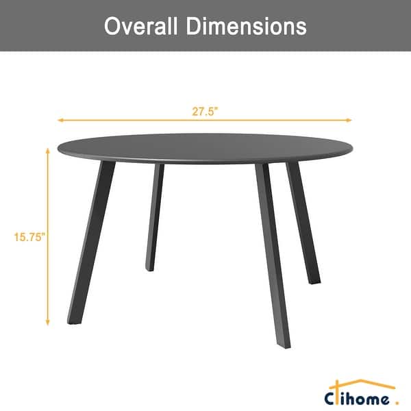 dimension image slide 2 of 10, Clihome Weather Resistant Round Steel Patio Large Coffee Table