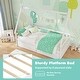 preview thumbnail 19 of 19, Twin Size Wooden House Bed with Roof and Safety Guardrail