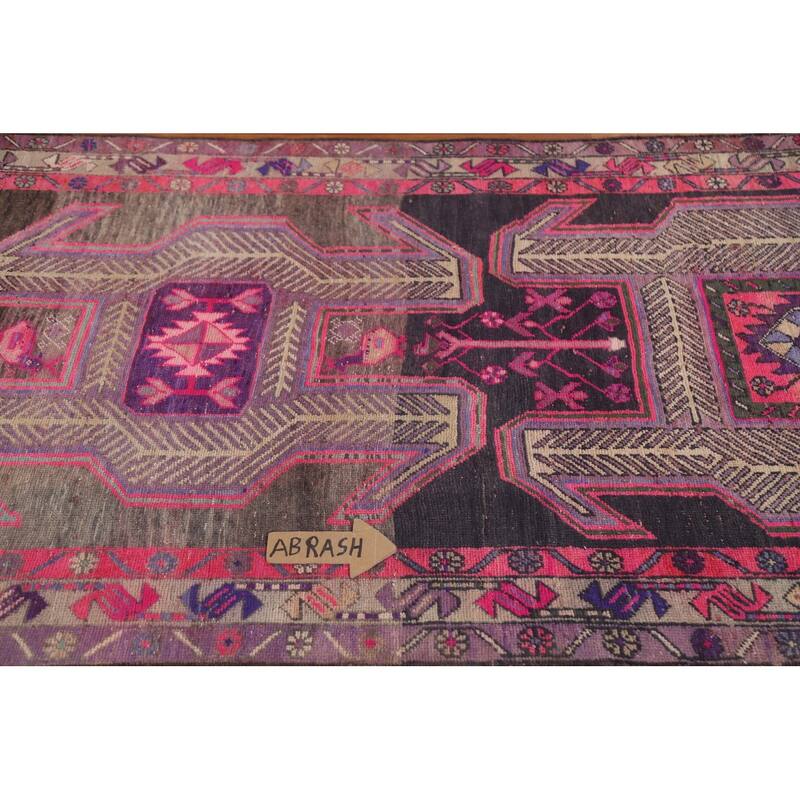 Meshkin Persian Antique Runner Rug Handmade Wool Carpet - 3'7" x 10'6"