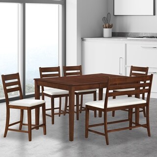 Emile Counter Height 6-Piece Dining Table Set with Removable Leaf - Bed ...