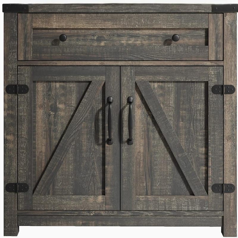 HomeRoots 32" Light Brown Wood Accent Cabinet With Two Doors And One Drawer