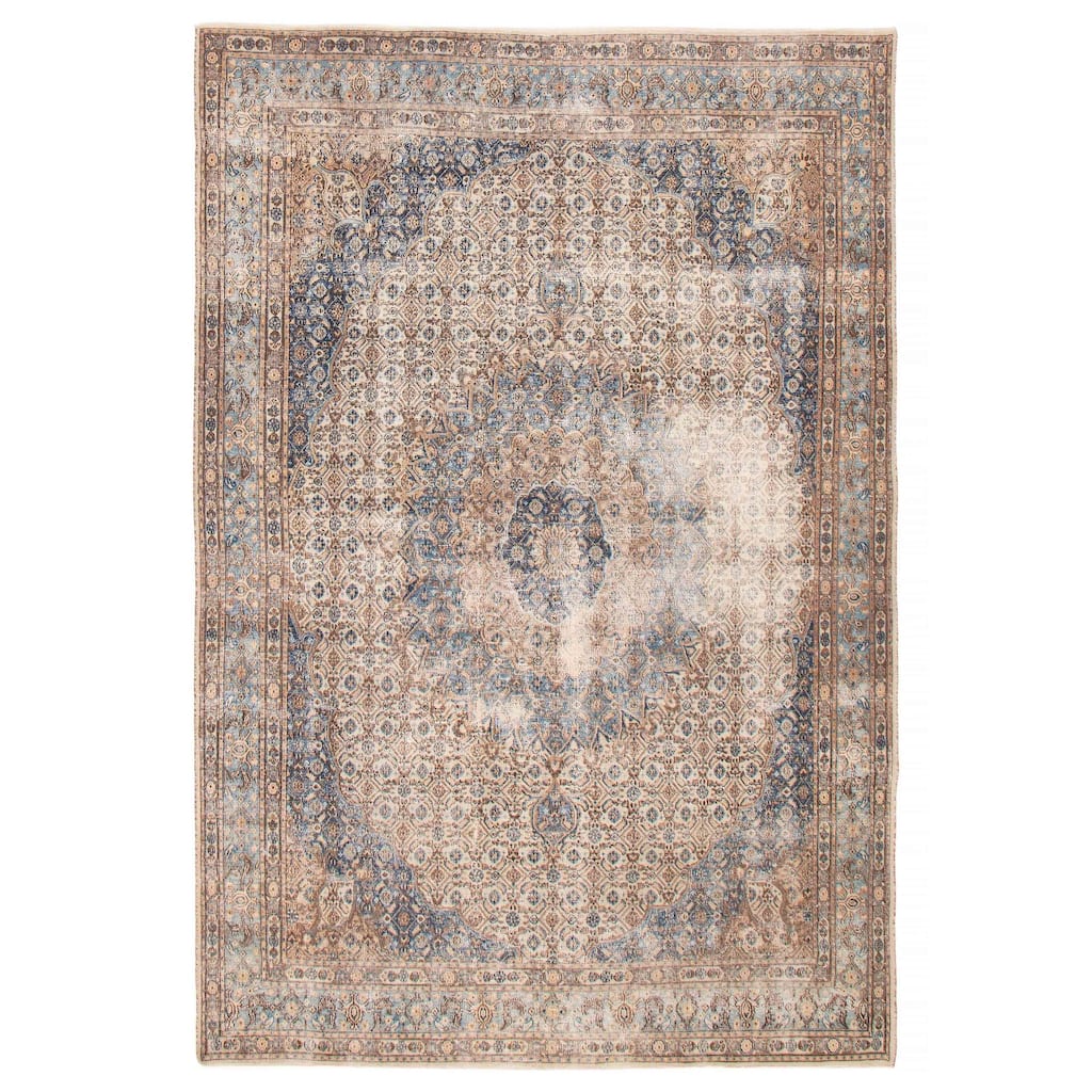 ECARPETGALLERY Hand-knotted Antalya Vintage Cream Wool Rug - 7'0 x 10'8