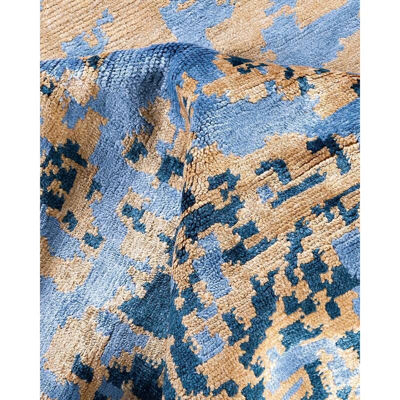 Modern One-of-a-Kind Hand-Knotted Area Rug, Blue - 8' 10" x 11' 9"