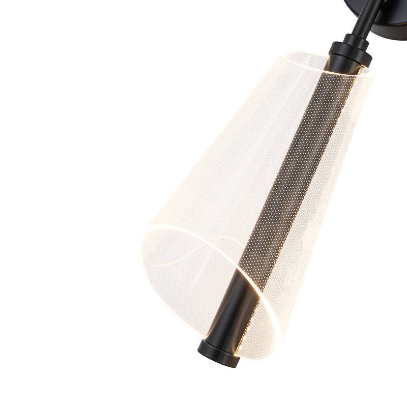 Modern Dimmable LED 2-Light Clear Acrylic Cone Vanity Wall Lamp