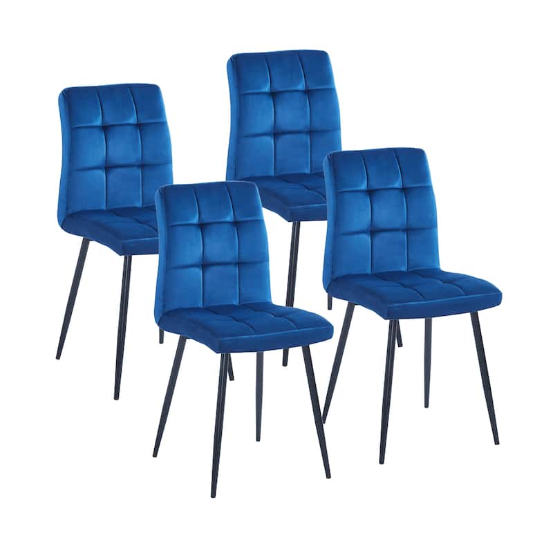 Porthos Home Pacie Dining Room Chairs Set Of 4, Velvet And Iron Legs - Blue