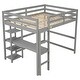 preview thumbnail 34 of 91, Modern Solid Wood Frame Loft Bed with Desk and Shelves