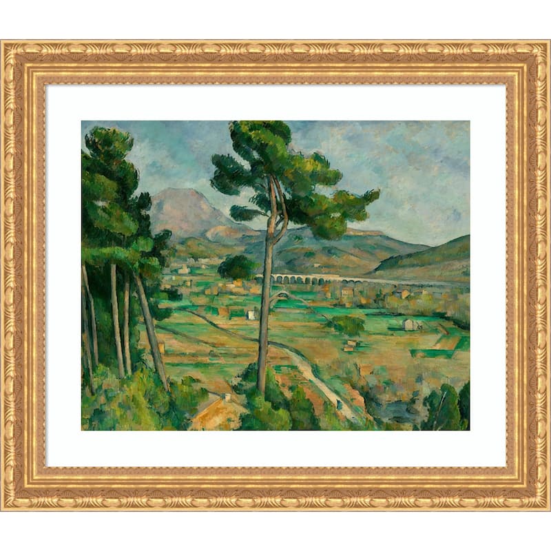 Mont Sainte Victoire by Paul Cezanne Wood Framed Wall Art Print - Versailles Gold