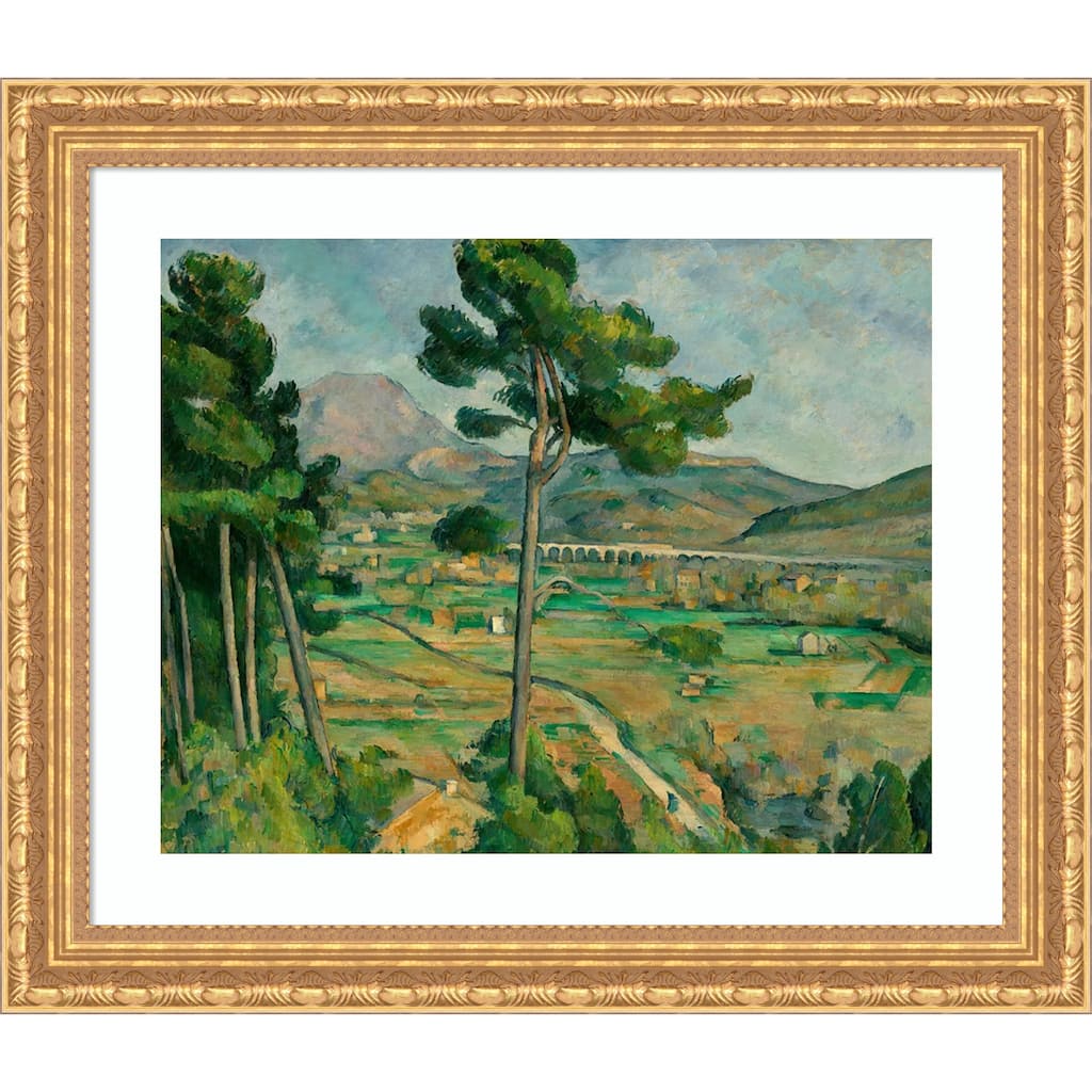 Mont Sainte Victoire by Paul Cezanne Wood Framed Wall Art Print - Versailles Gold