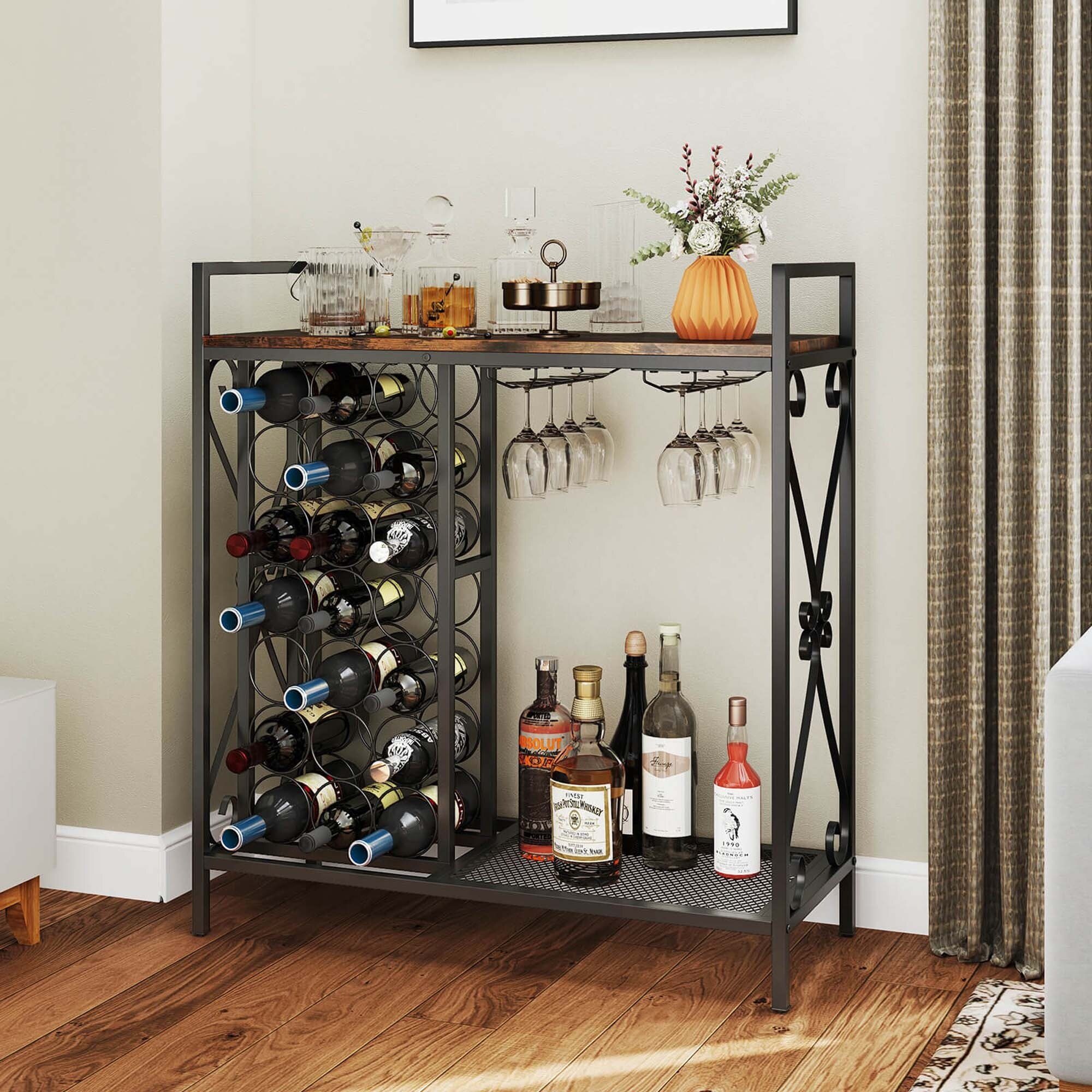 Costway 21 Bottle Wine Rack Freestanding Floor Wine Bottle