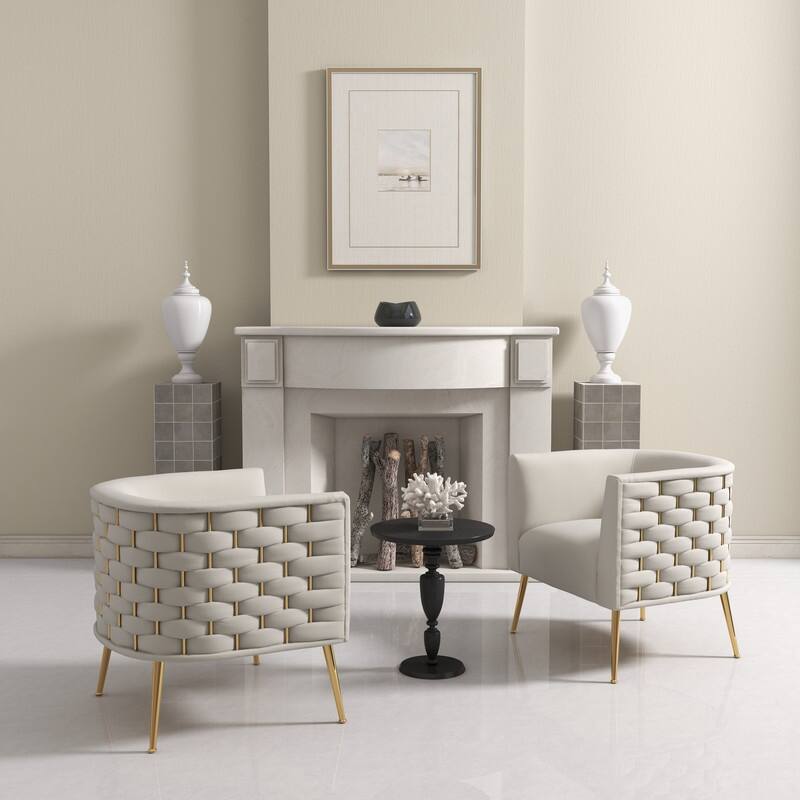 SEYNAR Mid-Century Modern Velvet Round Accent Chair for Living Room, set of 2
